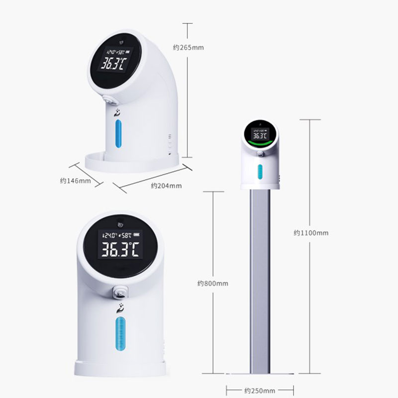 Bilək IR termometri ilə avtomatik dispenser əl təmizləyicisi